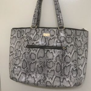 Large Snakeskin print leather tote.
